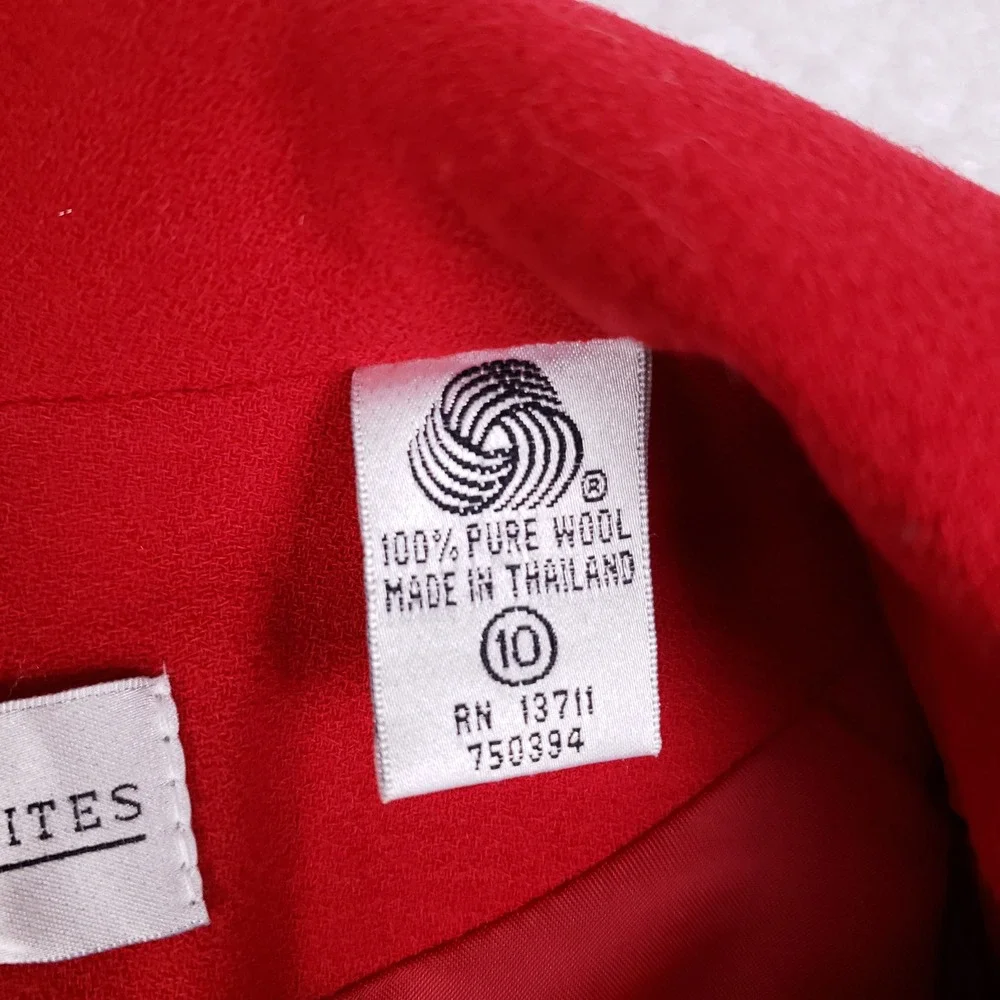 Valerie Stevens Petites Red 100% Pure Wool‎ Double Breasted Blazer Size 10P